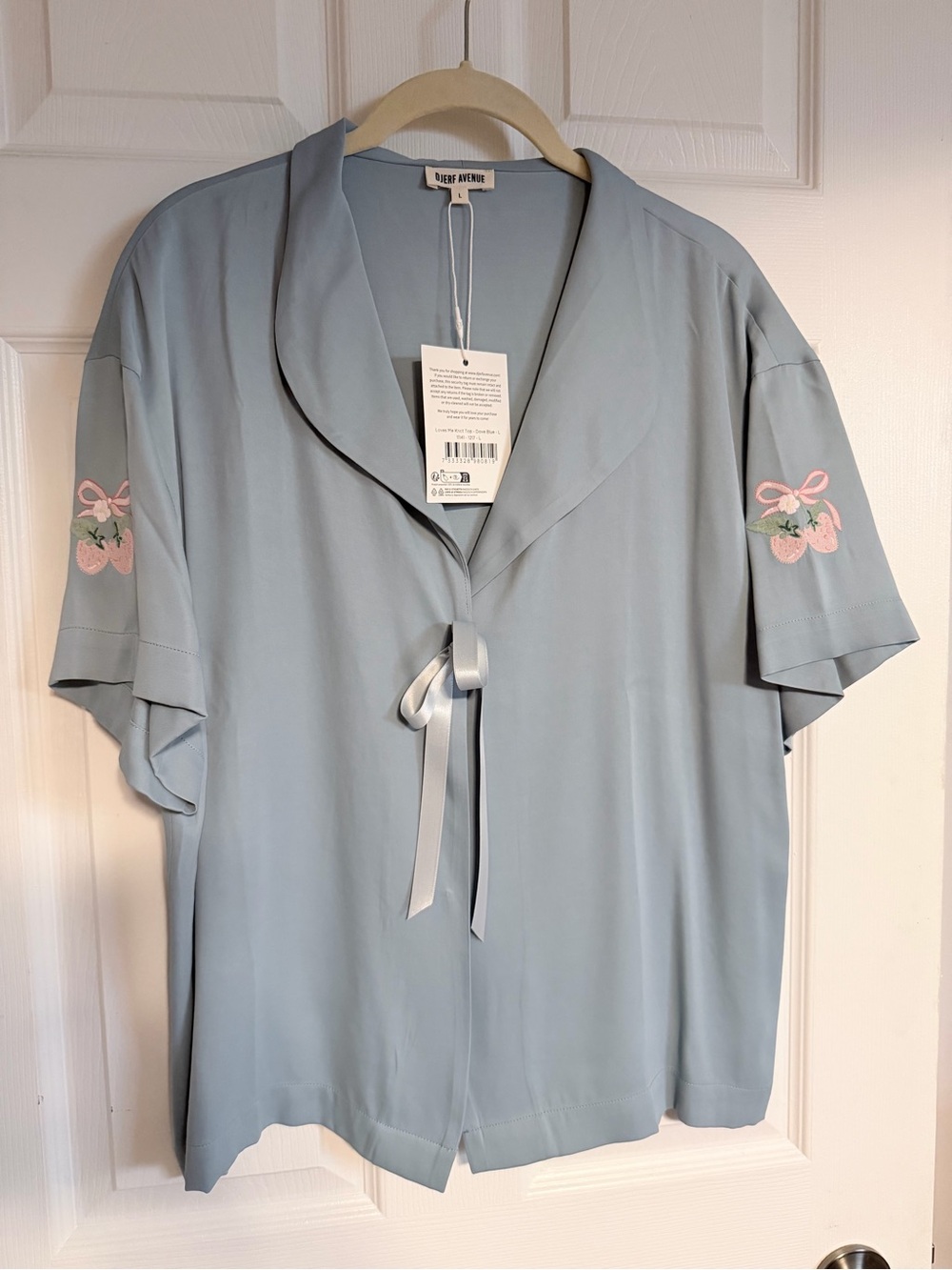 Djerf Avenue Loves Me Knot Top Dove Blue